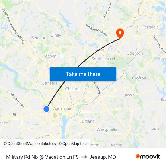 Military Rd Nb @ Vacation Ln FS to Jessup, MD map