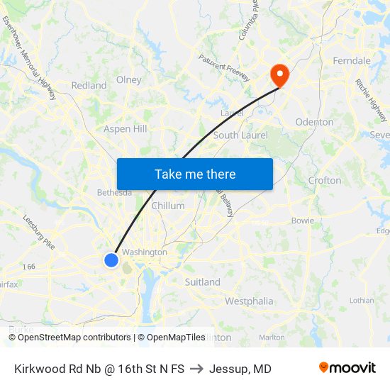 Kirkwood Rd Nb @ 16th St N FS to Jessup, MD map