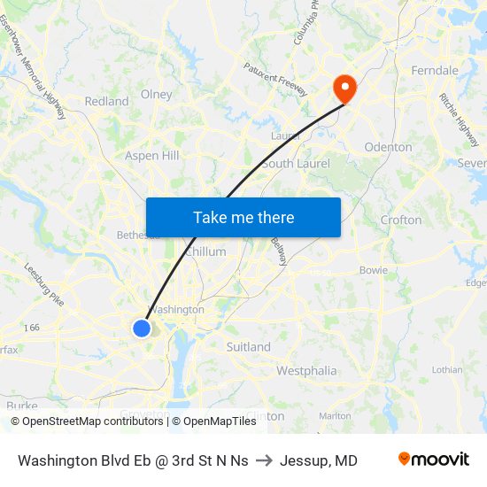 Washington Blvd Eb @ 3rd St N Ns to Jessup, MD map