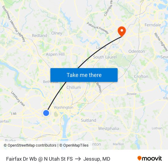 Fairfax Dr Wb @ N Utah St FS to Jessup, MD map