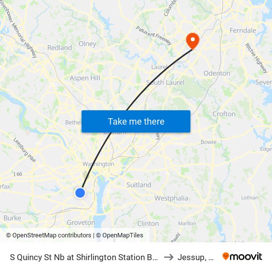 S Quincy St Nb at Shirlington Station Bay D to Jessup, MD map