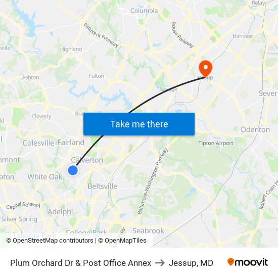 Plum Orchard Dr & Post Office Annex to Jessup, MD map