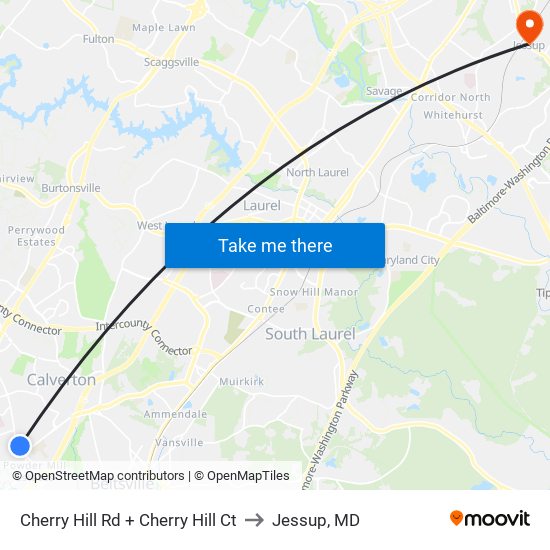 Cherry Hill Rd + Cherry Hill Ct to Jessup, MD map