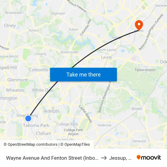 Wayne Avenue And Fenton Street (Inbound) to Jessup, MD map