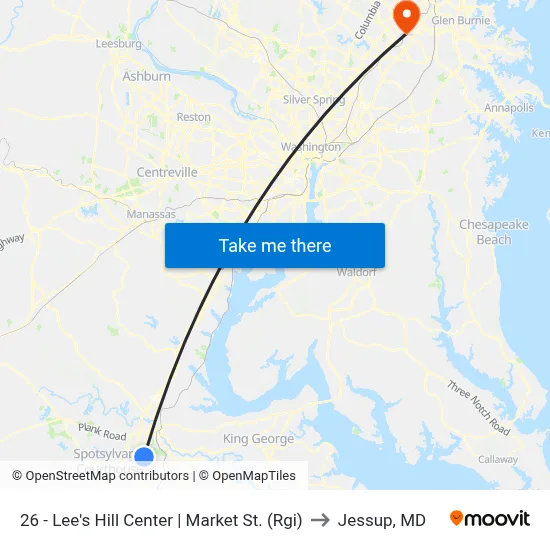 26 - Lee's Hill Center | Market St. (Rgi) to Jessup, MD map