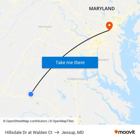 Hillsdale Dr at Walden Ct to Jessup, MD map