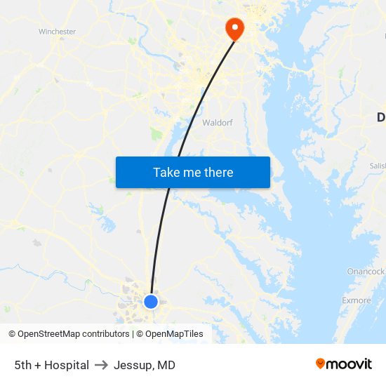 5th + Hospital to Jessup, MD map