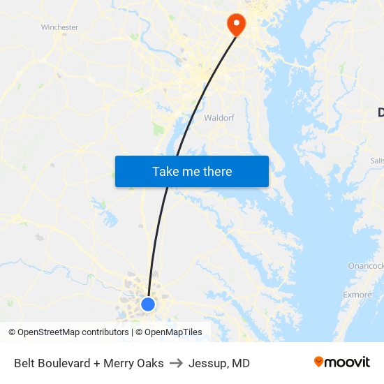 Belt Boulevard + Merry Oaks to Jessup, MD map