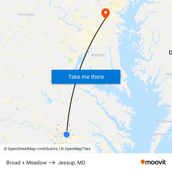 Broad + Meadow to Jessup, MD map