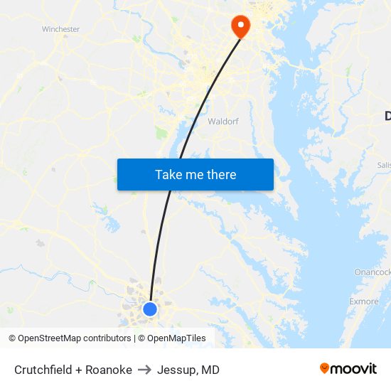 Crutchfield + Roanoke to Jessup, MD map