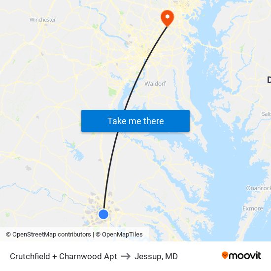 Crutchfield + Charnwood Apt to Jessup, MD map