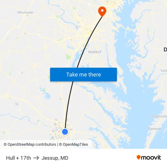 Hull + 17th to Jessup, MD map