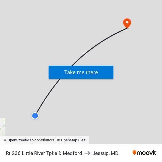 Rt 236 Little River Tpke & Medford to Jessup, MD map