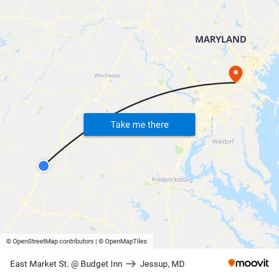 East Market St. @ Budget Inn to Jessup, MD map