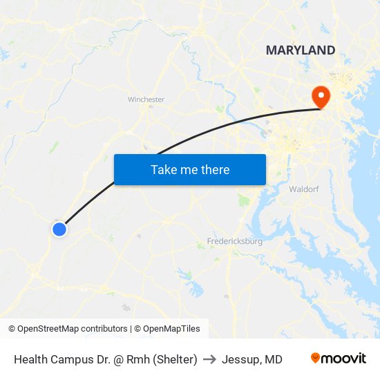 Health Campus Dr. @ Rmh (Shelter) to Jessup, MD map