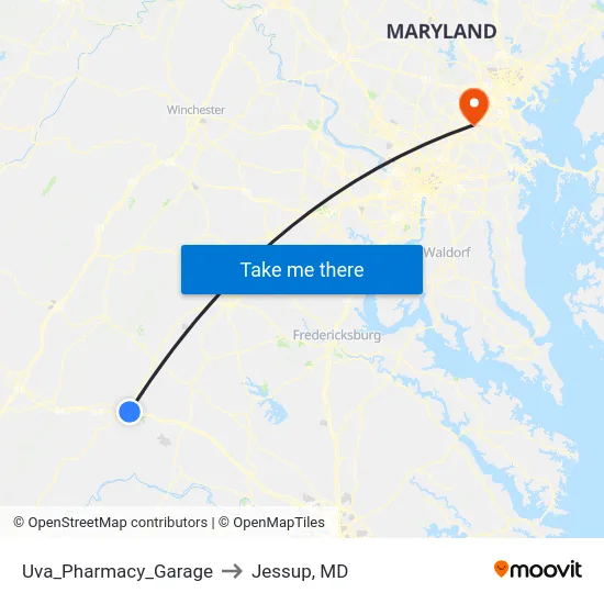 Uva_Pharmacy_Garage to Jessup, MD map