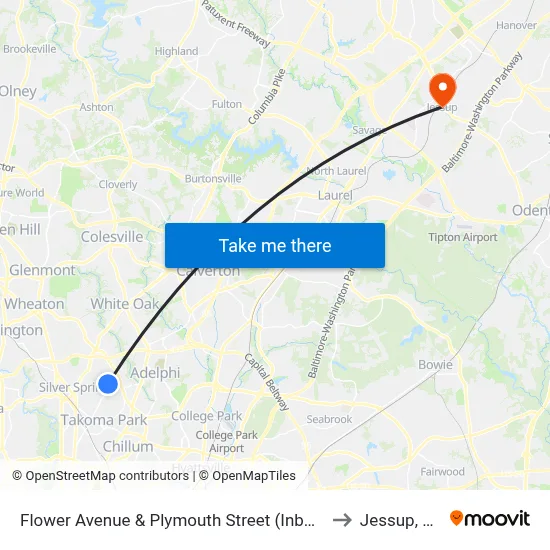 Flower Avenue & Plymouth Street (Inbound) to Jessup, MD map