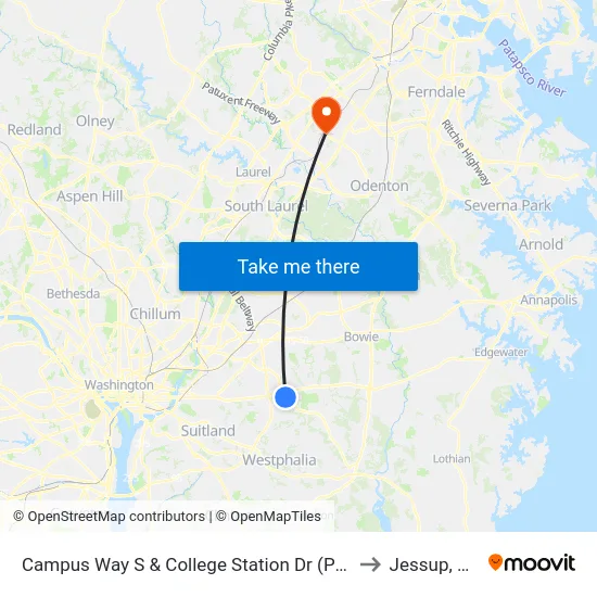 Campus Way S & College Station Dr (Pgcc) to Jessup, MD map
