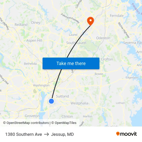 1380 Southern Ave to Jessup, MD map