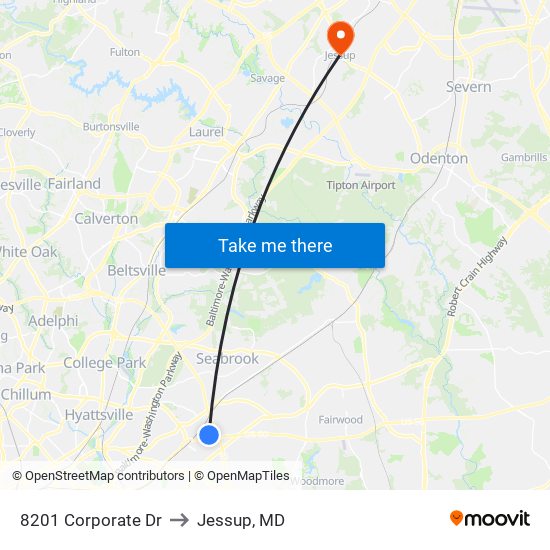 8201 Corporate Dr to Jessup, MD map
