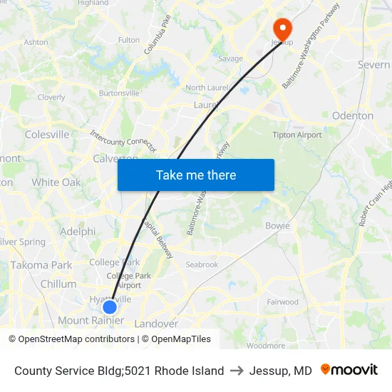 County Service Bldg;5021 Rhode Island to Jessup, MD map