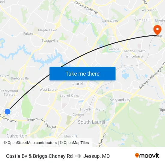 Castle Bv & Briggs Chaney Rd to Jessup, MD map