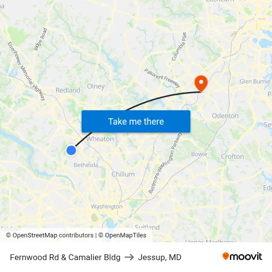 Fernwood Rd & Camalier Bldg to Jessup, MD map