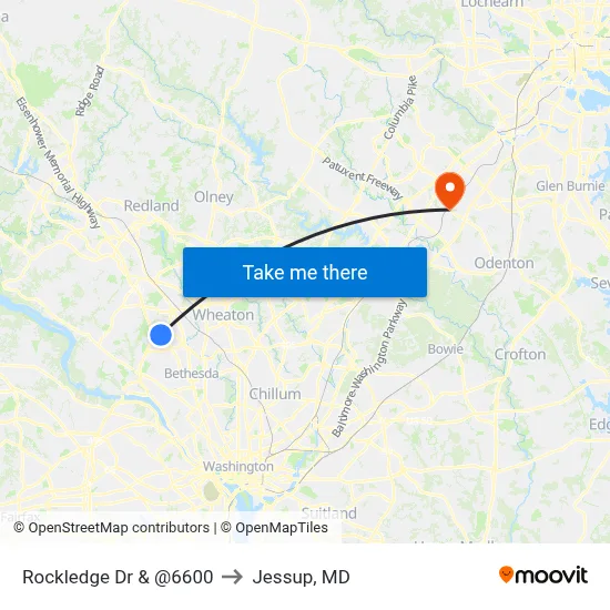 Rockledge Dr & @6600 to Jessup, MD map