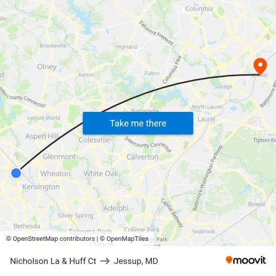Nicholson La & Huff Ct to Jessup, MD map
