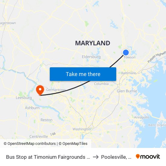 Bus Stop at Timonium Fairgrounds Light Rail Station Sb to Poolesville, Maryland map