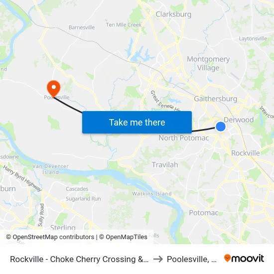 Rockville - Choke Cherry Crossing & Choke Cherry Road to Poolesville, Maryland map