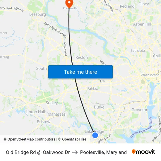 Old Bridge Rd @ Oakwood Dr to Poolesville, Maryland map