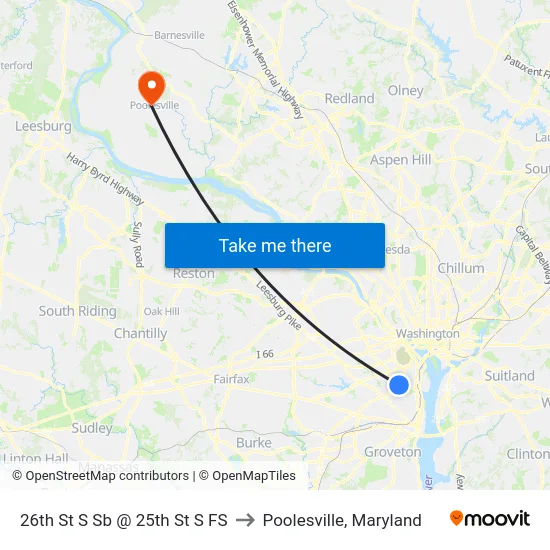 26th St S Sb @ 25th St S FS to Poolesville, Maryland map