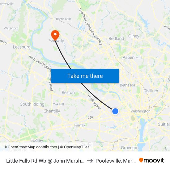 Little Falls Rd Wb @ John Marshall Dr Ns to Poolesville, Maryland map