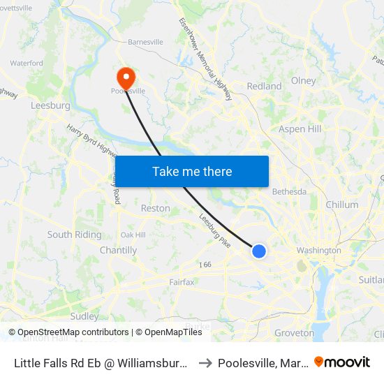 Little Falls Rd Eb @ Williamsburg Blvd MB to Poolesville, Maryland map