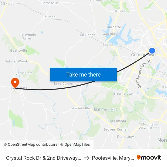 Crystal Rock Dr & 2nd Driveway South to Poolesville, Maryland map