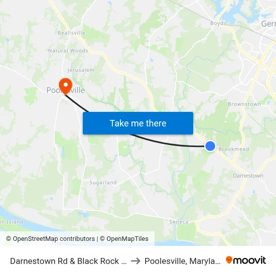 Darnestown Rd & Black Rock Rd to Poolesville, Maryland map