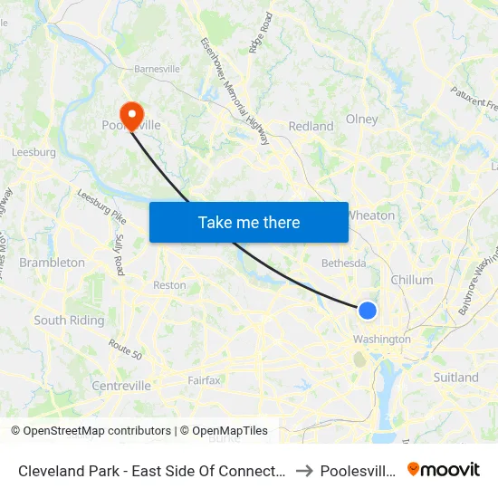 Cleveland Park - East Side Of Connecticut Ave., North Of Ordway St. NW to Poolesville, Maryland map