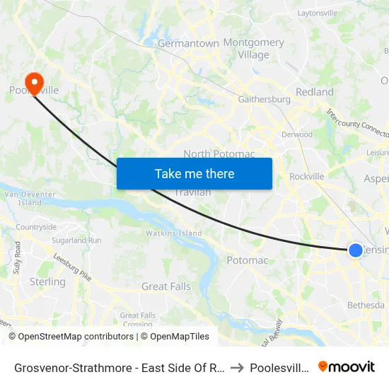 Grosvenor-Strathmore - East Side Of Rockville Pike Near Tuckerman Ln. to Poolesville, Maryland map