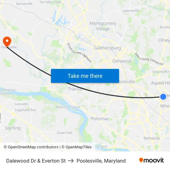 Dalewood Dr & Everton St to Poolesville, Maryland map