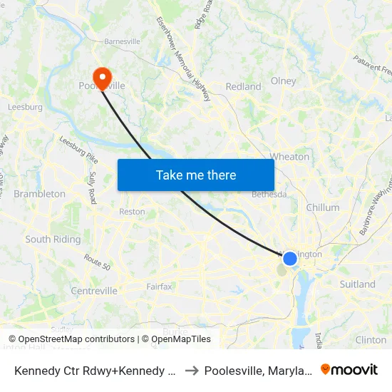 Kennedy Ctr Rdwy+Kennedy Ctr to Poolesville, Maryland map