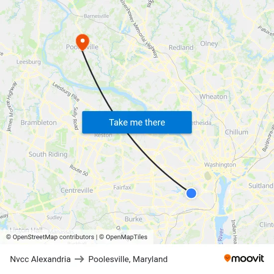 Nvcc Alexandria to Poolesville, Maryland map