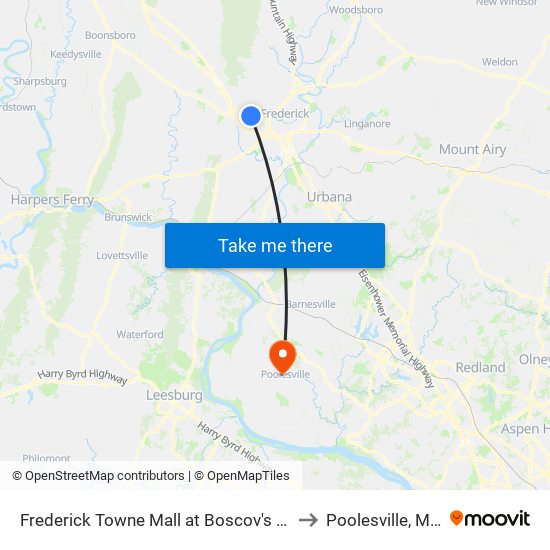 Frederick Towne Mall at Boscov's South Entrance to Poolesville, Maryland map