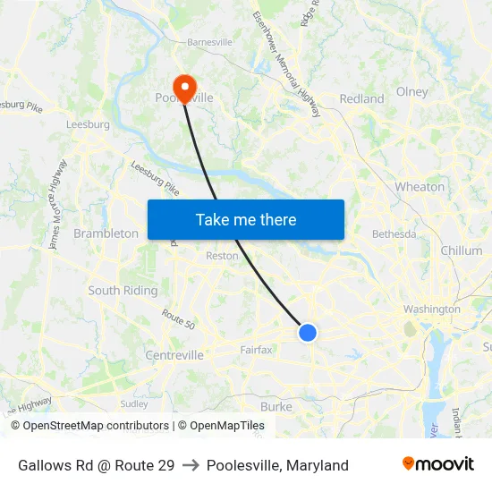Gallows Rd @ Route 29 to Poolesville, Maryland map