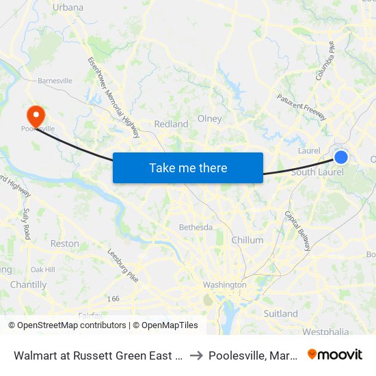 Walmart at Russett Green East - Laurel to Poolesville, Maryland map