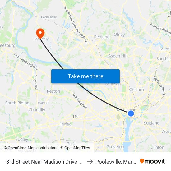 3rd Street Near Madison Drive NW (Nb) to Poolesville, Maryland map