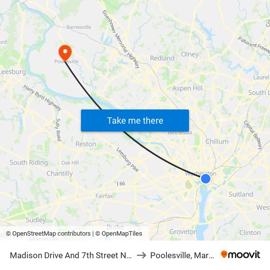 Madison Drive And 7th Street NW (Wb) to Poolesville, Maryland map