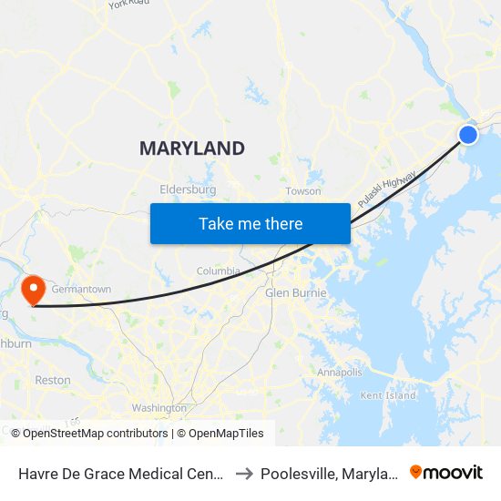 Havre De Grace Medical Center to Poolesville, Maryland map