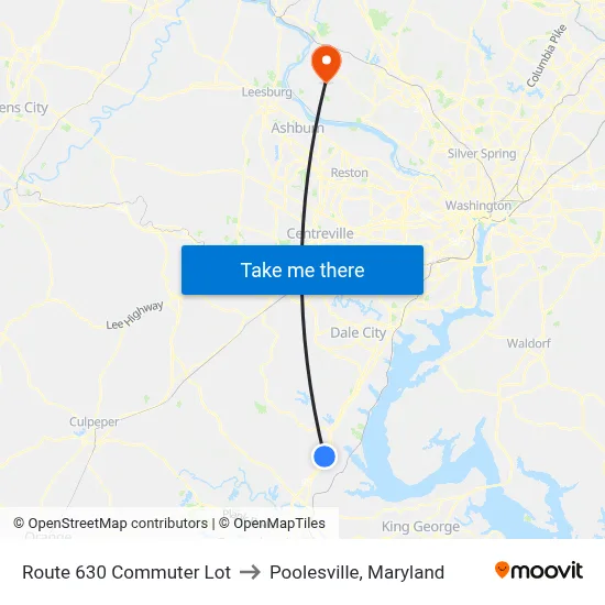 Route 630 Commuter Lot to Poolesville, Maryland map