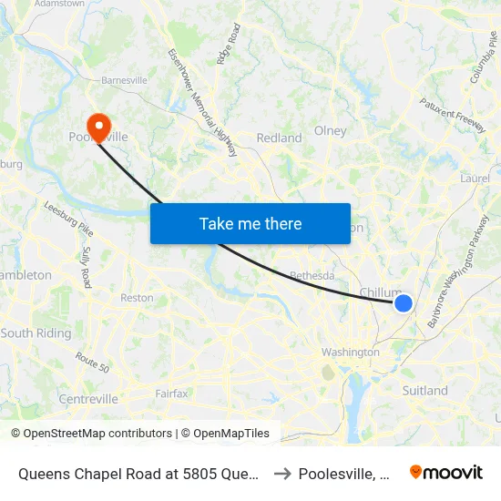 Queens Chapel Road at 5805 Queens Chapel Road to Poolesville, Maryland map